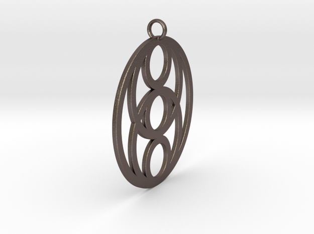 Pendant 6 Circles Ø ~ 43mm / 1.7 inches in Polished Bronzed Silver Steel