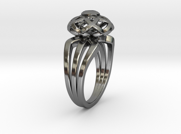 3-2 Enneper Curve Triple Ring (003) in Fine Detail Polished Silver