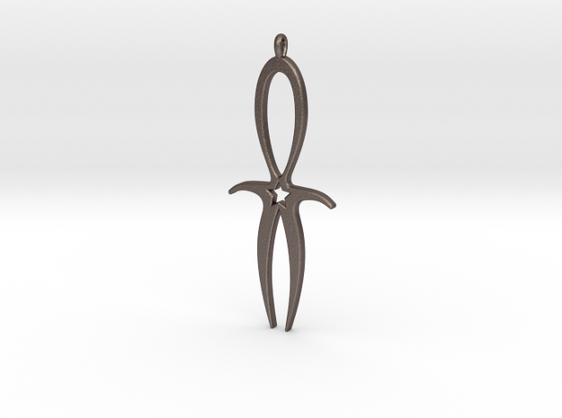 Goddess Ankh (Stainless Steel) in Polished Bronzed Silver Steel