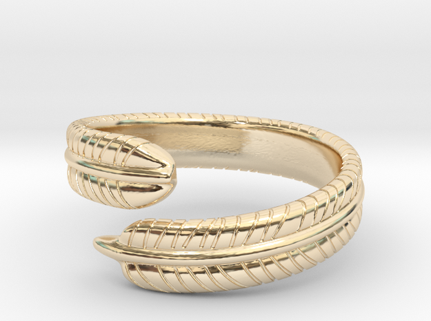 Feather Ring in 14k Gold Plated Brass: 6 / 51.5