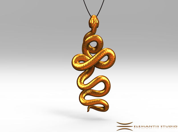 Kundalini Serpent Pendant 6.5cm in Natural Brass