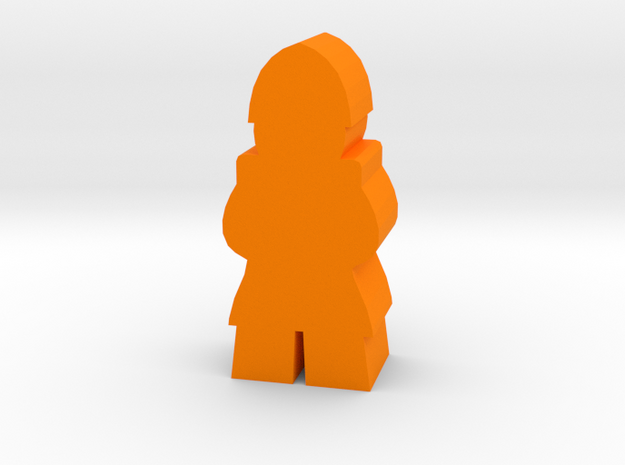 Game Piece, Medieval Soldier, standing in Orange Processed Versatile Plastic