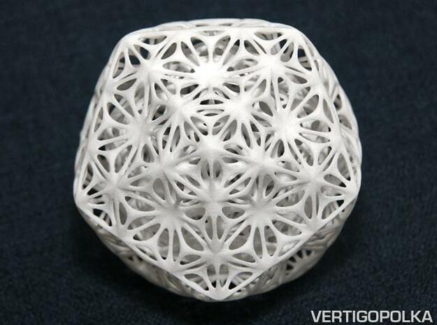 Truncated Icosahedron Stellated ds 75mm in White Natural Versatile Plastic