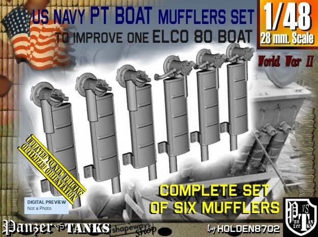 1/48 Elco PT Boat Mufflers Set001 in Tan Fine Detail Plastic