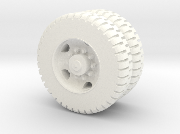 M809 11.0-20 NDT Dual Rear Wheels 1/72 in White Processed Versatile Plastic