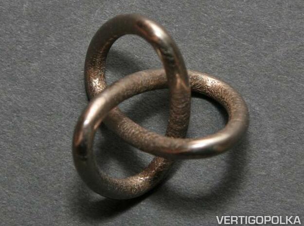 Classic Trefoil Knot 30mm in Polished Bronzed Silver Steel