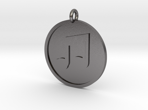 Beamed 8th Notes Pendant in Polished Nickel Steel