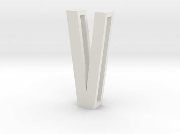 Choker Slide Letters (4cm) - Letter V in White Natural Versatile Plastic
