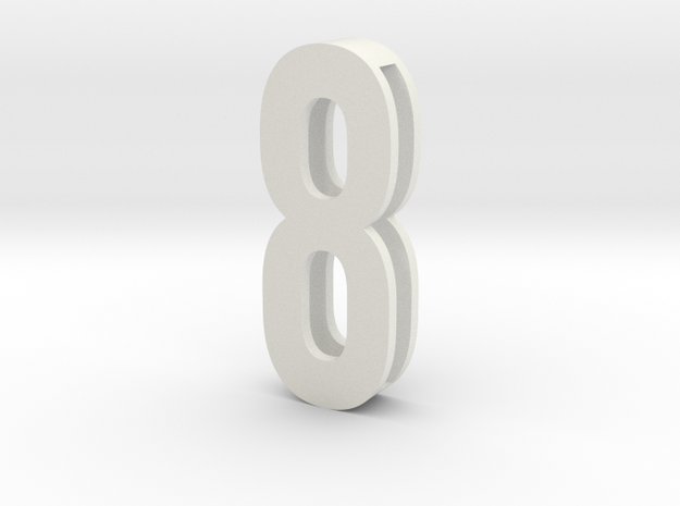 Choker Slide Letters (4cm) -Number  8 in White Natural Versatile Plastic