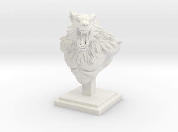 4" Tall Werewolf Creature Bust in White Natural Versatile Plastic