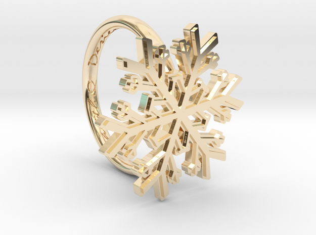 Snowflake Ring 1 d=16mm h21d16 in 14k Gold Plated Brass