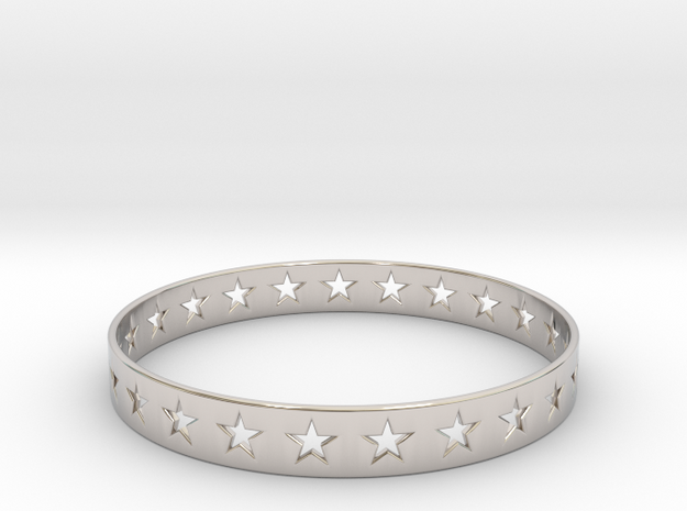 Stars Around (5 points, cut through) - Bracelet in Rhodium Plated Brass: Small