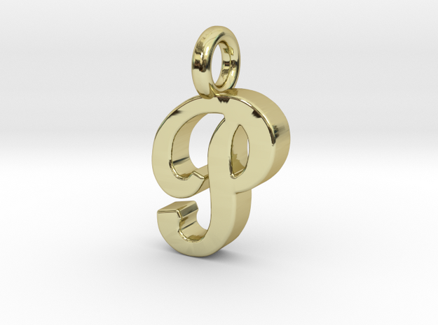 P - Pendant 2mm thk. in 18k Gold Plated Brass