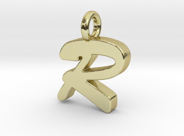R - Pendant 2mm thk. in 18k Gold Plated Brass