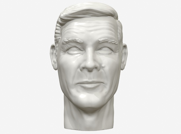 Roger Moore portrait head in White Natural Versatile Plastic
