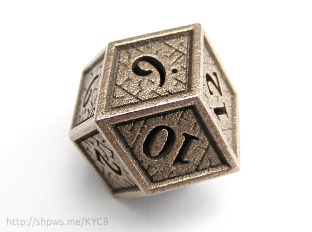 Hedron D12 (Hollow), balanced gaming die in Polished Bronzed Silver Steel