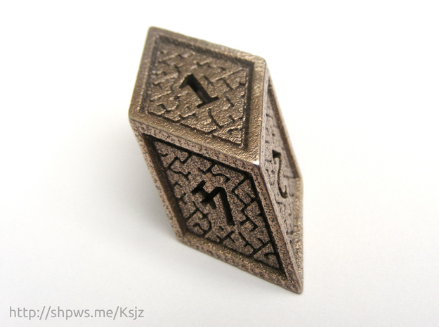 Hedron D6 (Hollow), balanced gaming die in Polished Bronzed Silver Steel