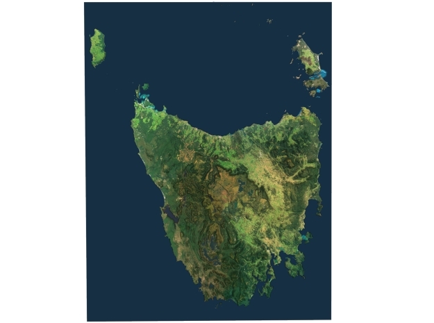 Tasmania Map, Australia in Full Color Sandstone