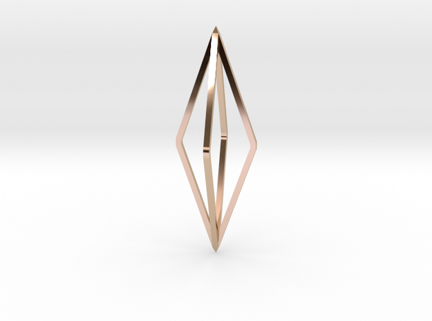Minimalistic octahedron pendant in 14k Rose Gold Plated Brass