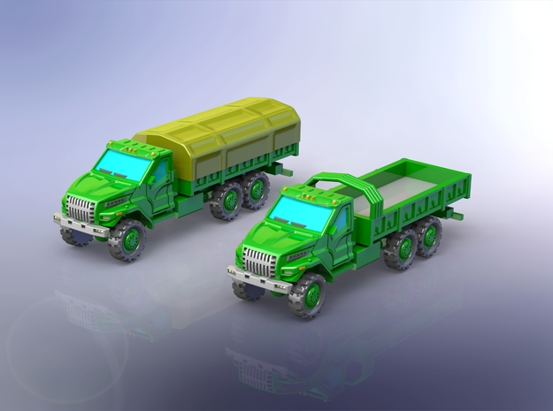 Russian GAZ Ural Next Trucks 1/144 in Tan Fine Detail Plastic
