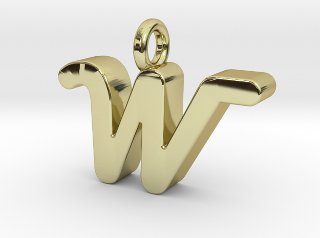 W - Pendant 3mm thk. in 18k Gold Plated Brass