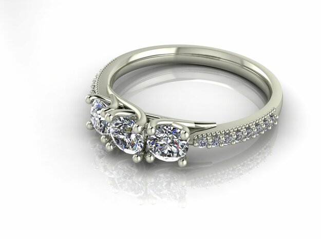 Classic 3 stone NO STONES SUPPLIED in Fine Detail Polished Silver