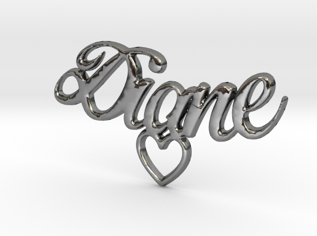 Diane Coeur Pendant in Fine Detail Polished Silver