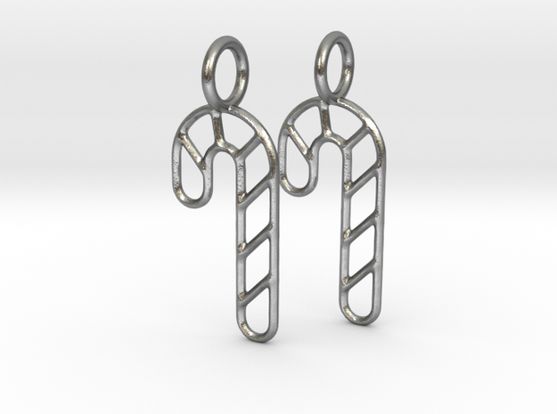 Candy cane earrings in Natural Silver