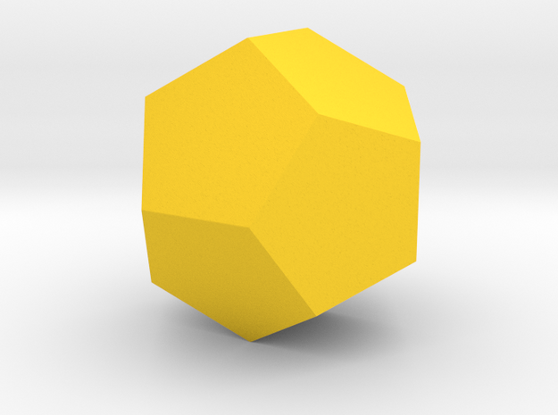 4 Dodecahedron (twelve faces). in Yellow Processed Versatile Plastic