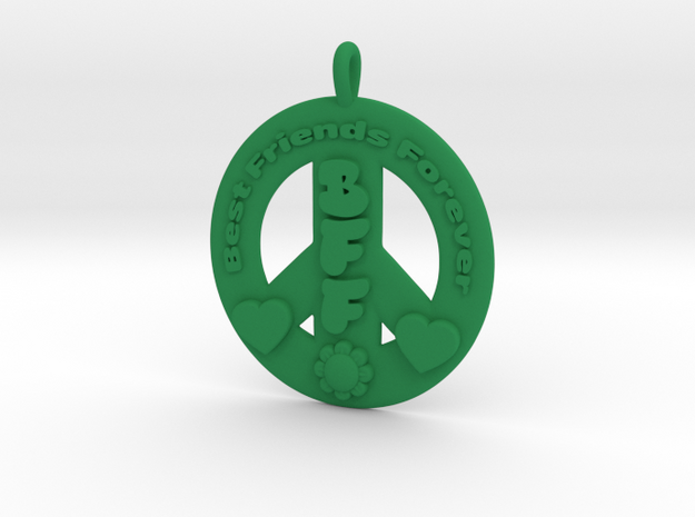  11- BEST FRIENDS FOREVER/ PEACE SIGN  in Green Processed Versatile Plastic: Medium