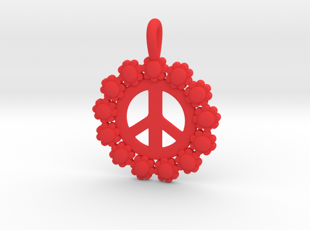 13- Daisy Circle/ Peace Sign in Red Processed Versatile Plastic: Small