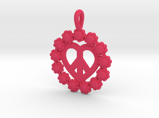 14-Daisy Circles/ Pretzel Heart  in Pink Processed Versatile Plastic: Small