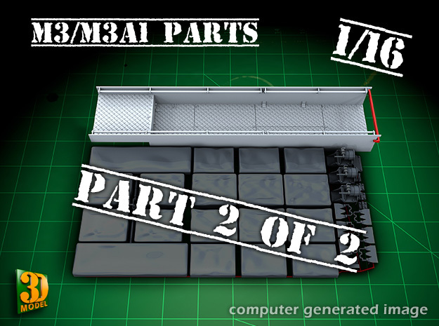 M3/M3A1 halftrack parts (1/16) (2of2) in Smooth Fine Detail Plastic
