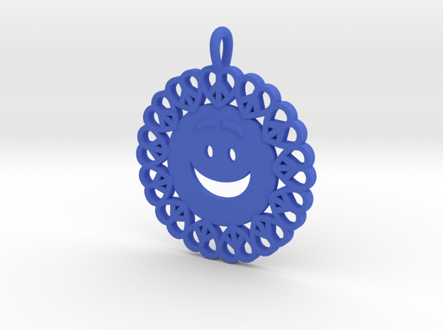 18- Smiley Face/ Pretzel Heart circles  in Blue Processed Versatile Plastic: Small