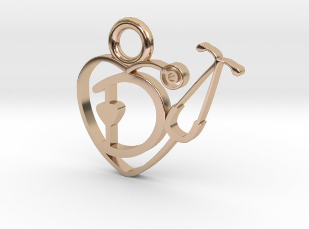 Stethoscope Heart in 14k Rose Gold Plated Brass