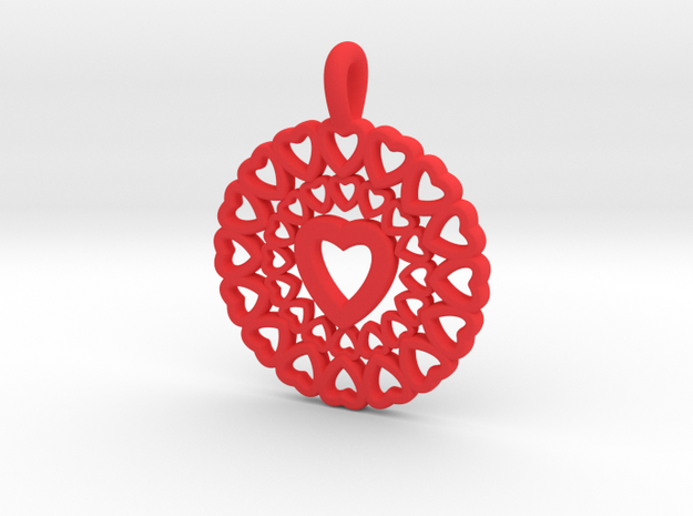 22- Double Heart Circle in Red Processed Versatile Plastic: Small