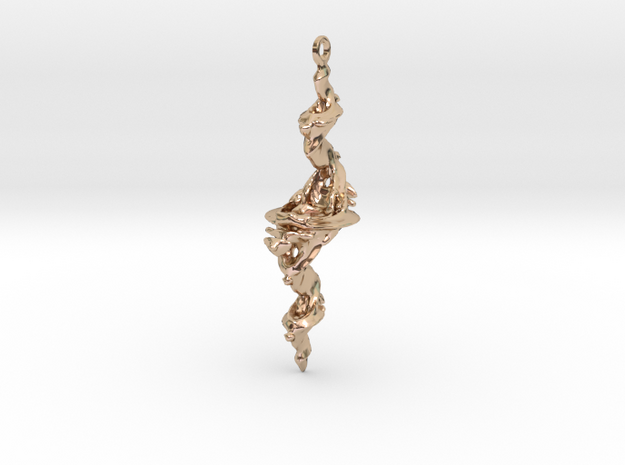 Tricorn Fractal Pendant in 14k Rose Gold Plated Brass