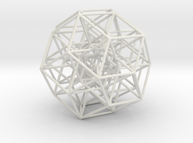 6D cube projected into 3D-thin struts in White Natural Versatile Plastic
