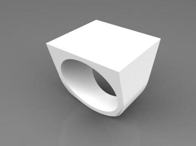 Square Ring in White Processed Versatile Plastic