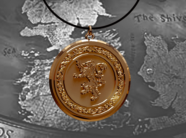 Game of Thrones Lannister Lion Pendant in 14k Gold Plated Brass