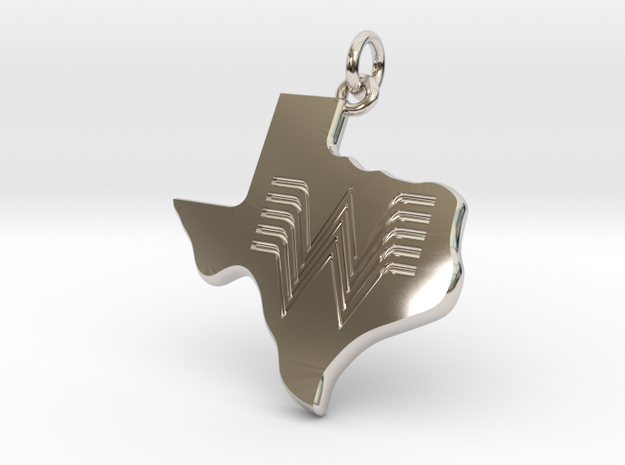 Whataburger Texas Pendant Charm 35mm in Rhodium Plated Brass