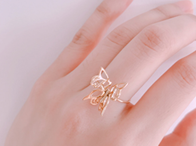 Butterfly Ring in 14k Gold Plated Brass