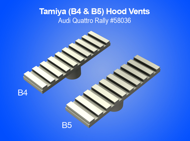 Tamiya RC Hood Vents for Audi Quattro Rally in White Natural Versatile Plastic