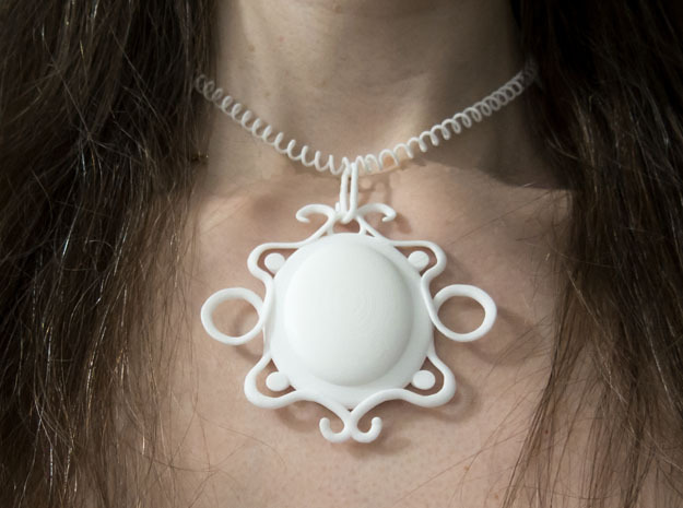 Oval stone pendant in White Processed Versatile Plastic
