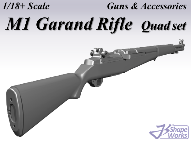 1/18+ M1 Garand Rifle Quad set in Smoothest Fine Detail Plastic: 1:18