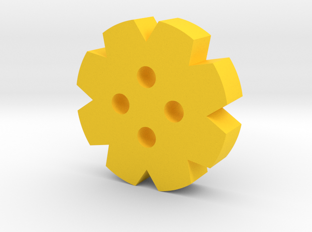 Gear Button in Yellow Processed Versatile Plastic