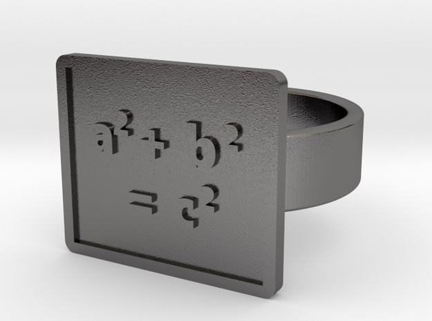 Pythagorean Theorem Ring in Polished Nickel Steel: 10 / 61.5
