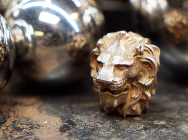 Lion Head in Polished Bronze Steel