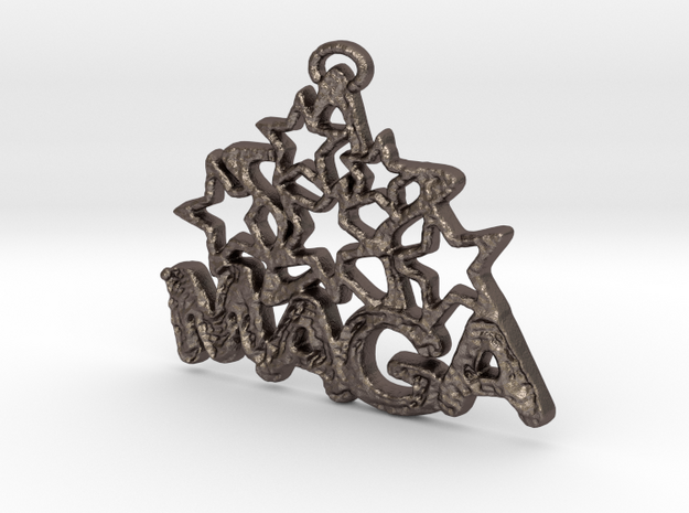 MAGA & Stars Pendant in Polished Bronzed Silver Steel