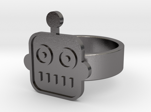 Robot Ring in Polished Nickel Steel: 10 / 61.5